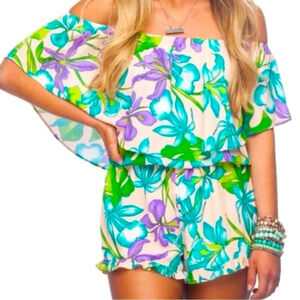 Buddy Love Mojito Off The Shoulder Tropical Floral Romper Resort Vacay Cruise M